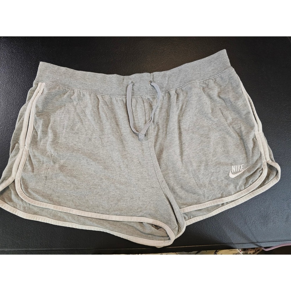 Nike Gray Jersey Gym Shorts Women XL Sportswear Dolphin Hem Athletic Lounge #721